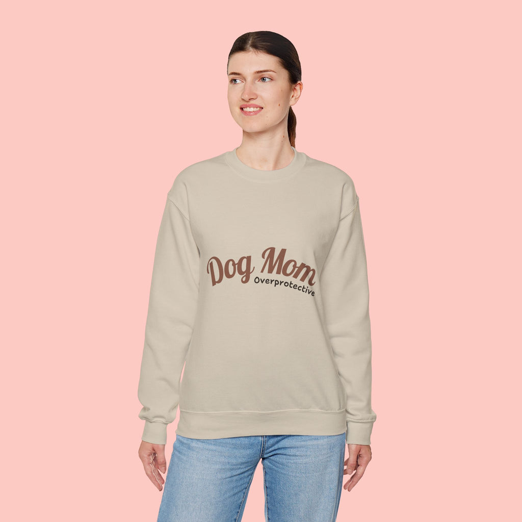 Dog Mom Crewneck Sweatshirt — "Overprotective" Cozy Pet Lover Pullover