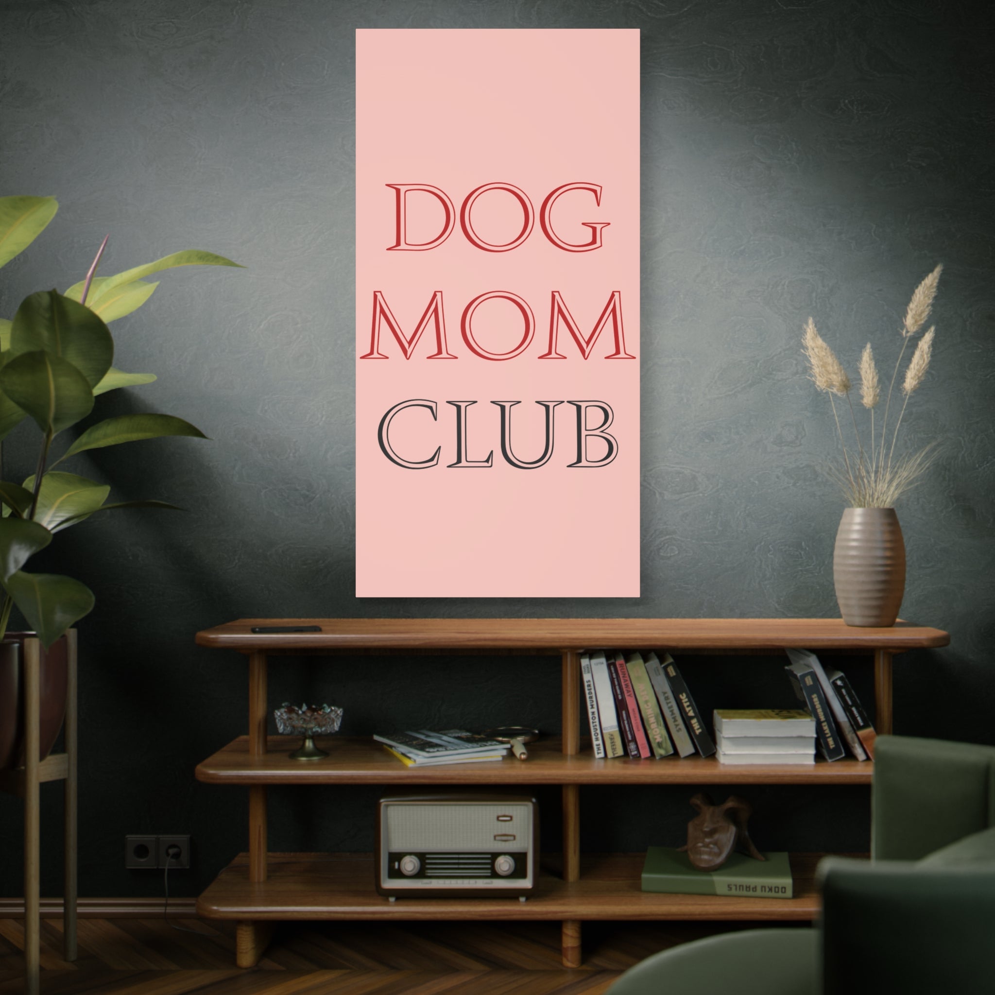 Dog Mom Club Canvas Wall Art — Pink Matte Stretched Canvas