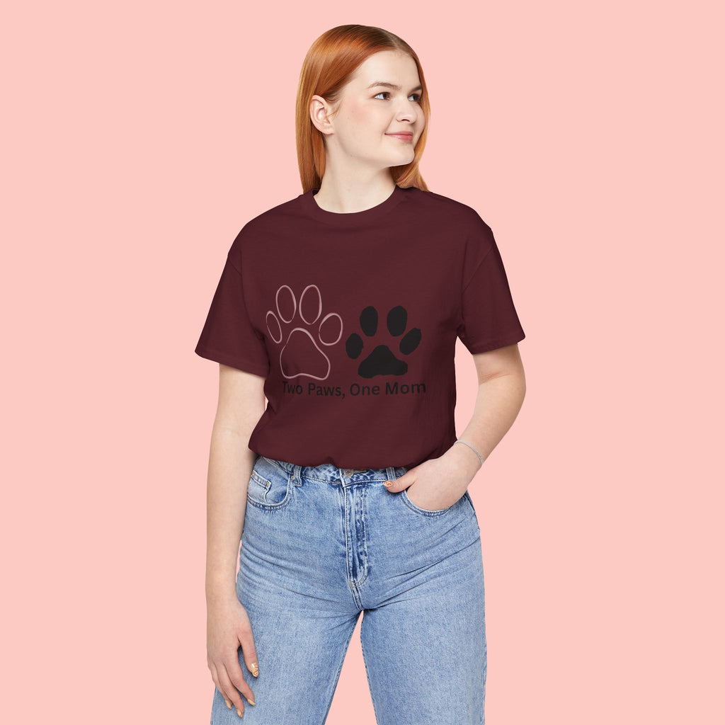 Two Paws, One Mom T-Shirt – Cute Dog Mom Paw Print Tee