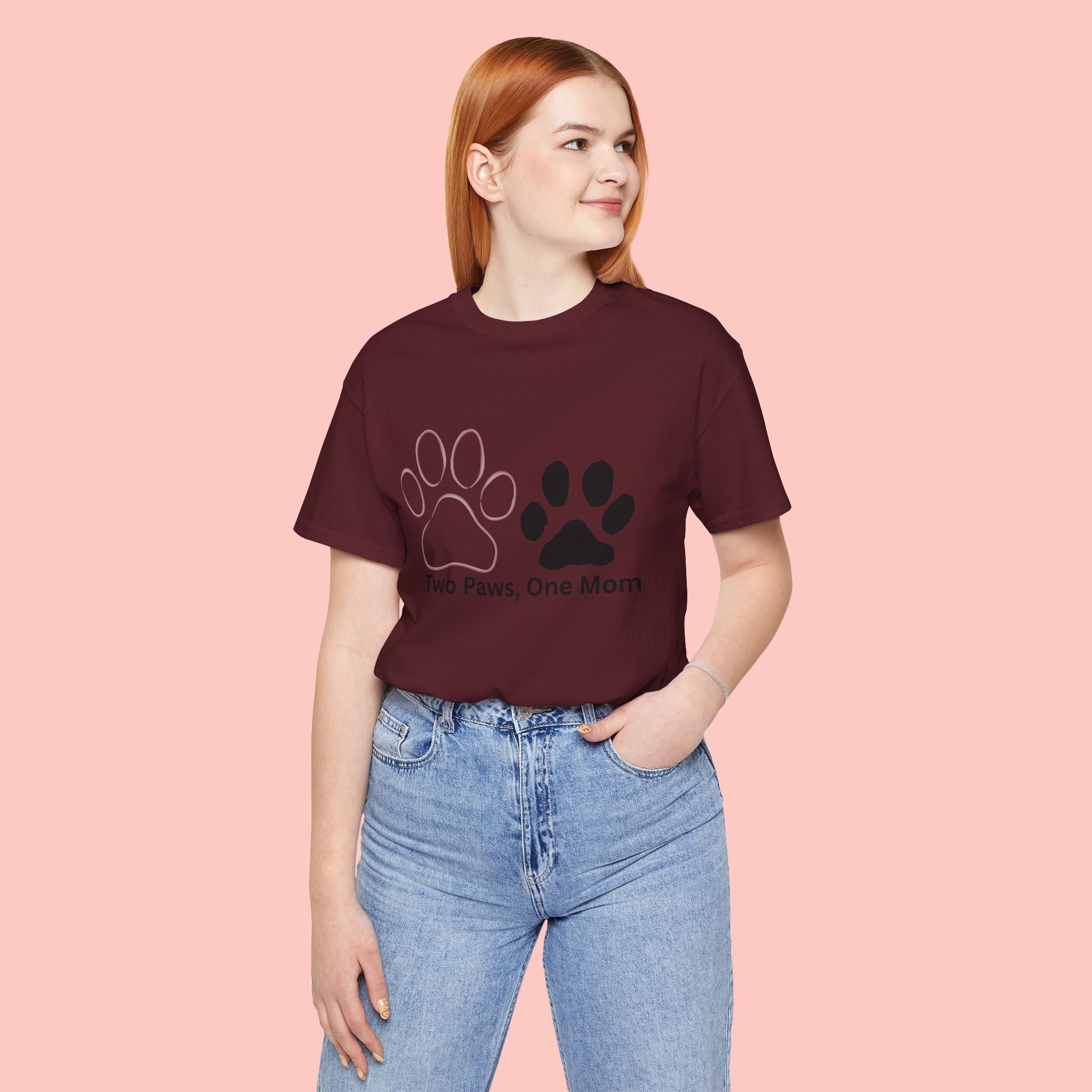 Two Paws, One Mom T-Shirt – Cute Dog Mom Paw Print Tee