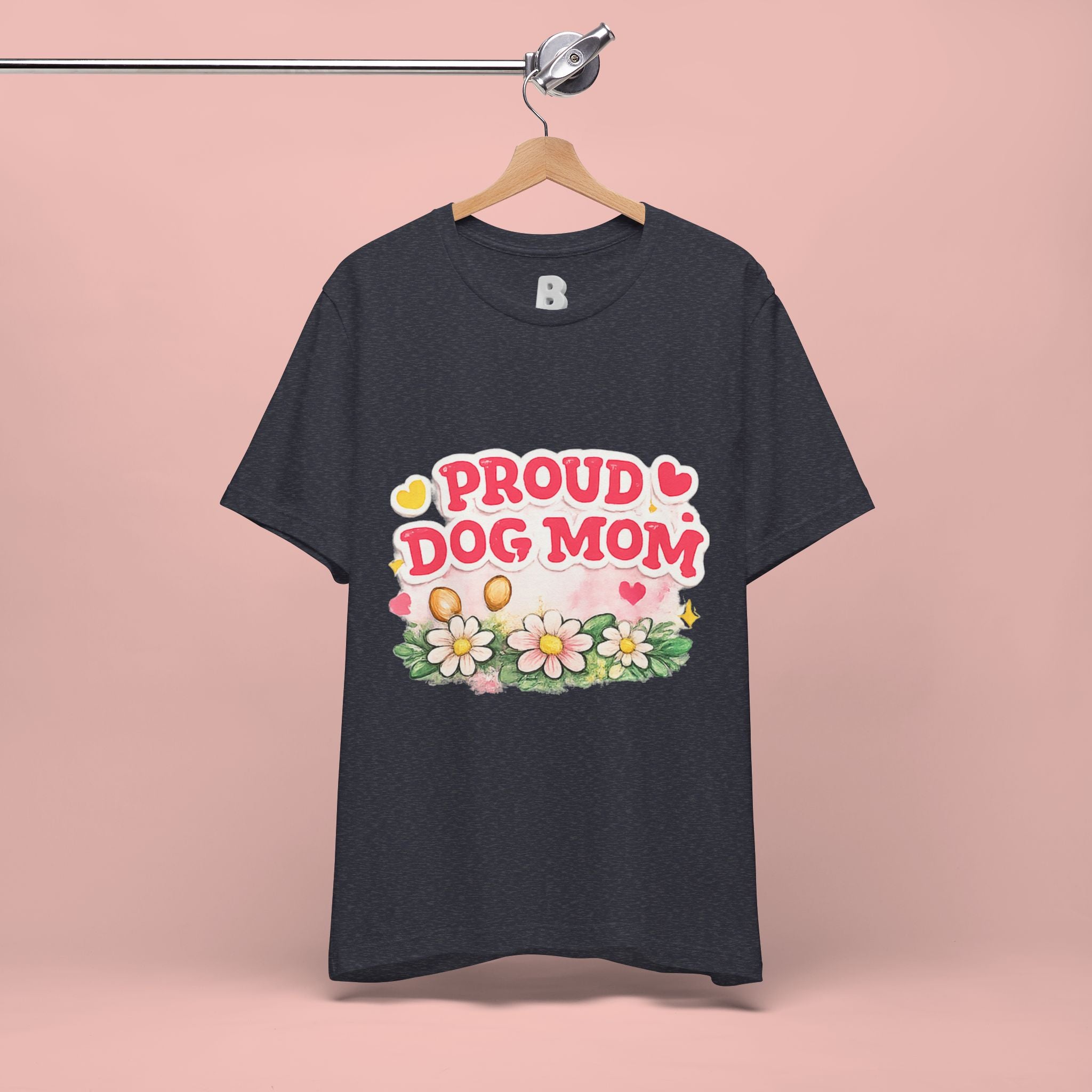 Proud Dog Mom Tee – Floral Retro Heart Design