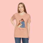 Dog Mom T‑Shirt — Cute Woman Hugging Dog Graphic Tee
