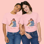Dog Mom T‑Shirt — Cute Woman Hugging Dog Graphic Tee
