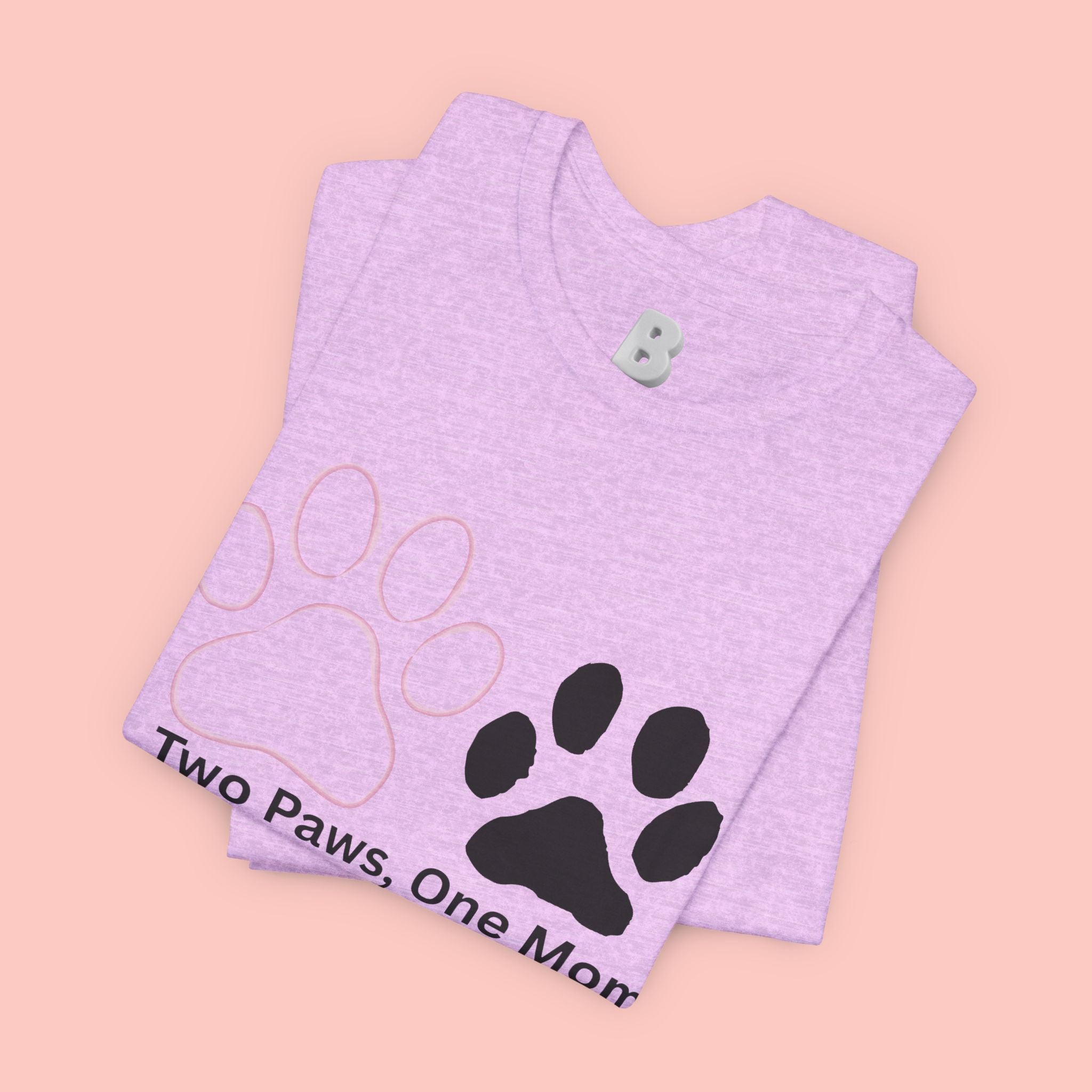 Two Paws, One Mom T-Shirt – Cute Dog Mom Paw Print Tee