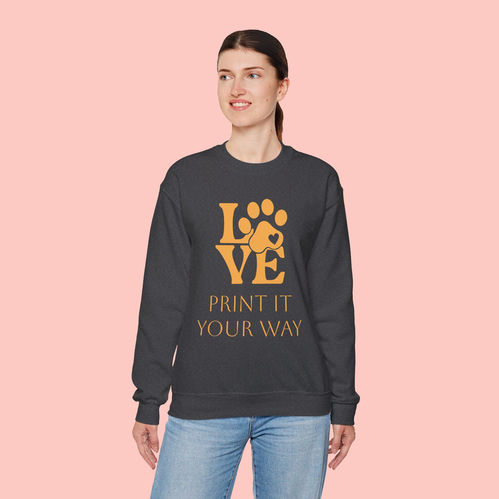 Love Paw Crewneck Sweatshirt — Pet Lover Graphic Sweatshirt