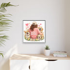 Dog Mom Canvas Print — Framed Matte Wall Art with Cute Dogs & Hearts