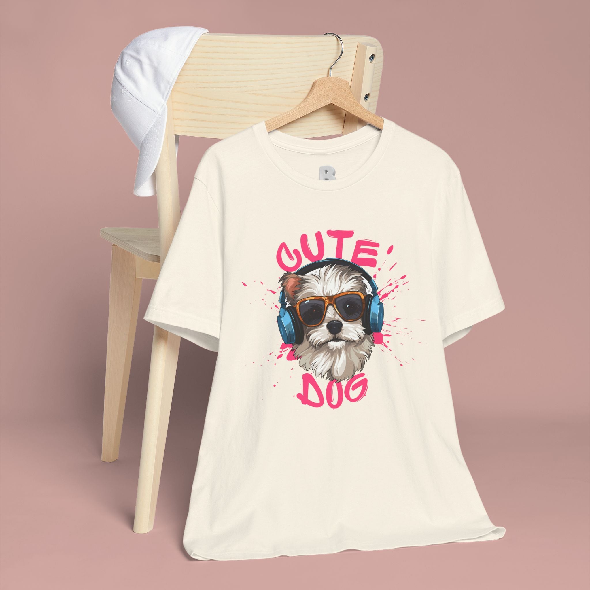 Cute Dog Tee — Headphones Puppy Graphic T-Shirt