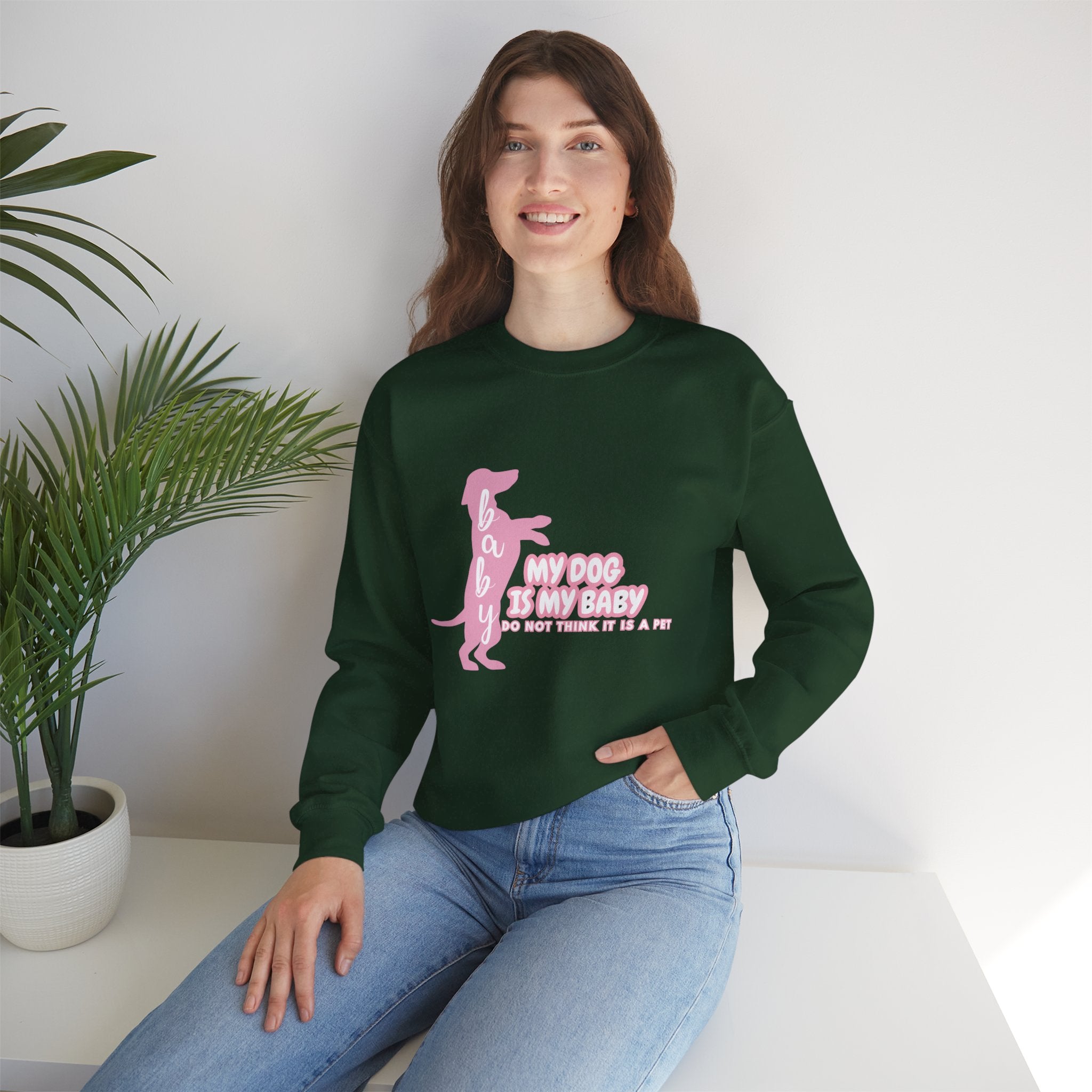 My Dog Is My Baby Sweatshirt — Cute Pink Dachshund Pet Lover Crewneck