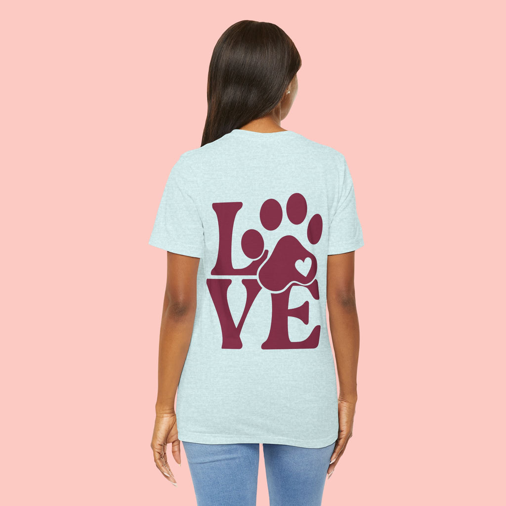 Dog Paw "LOVE" Tee - Pet Lover Graphic T-Shirt
