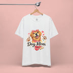 Dog Mom T-Shirt – Cute Golden Retriever Design with Hearts & Paw Prints