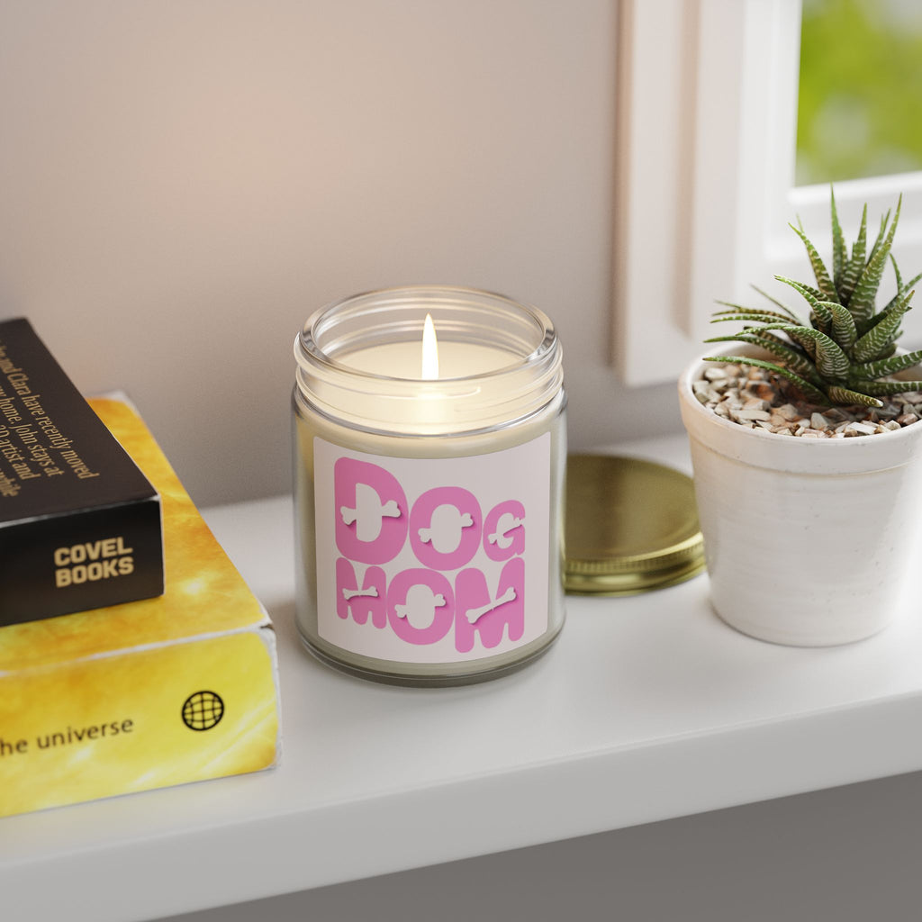 Dog Mom Scented Candle (Coconut Apricot Wax) — 4oz/9oz Gift for Pet Lovers