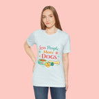 Less People More Dogs T-Shirt – Cute Dog Bowl & Bone Graphic Tee