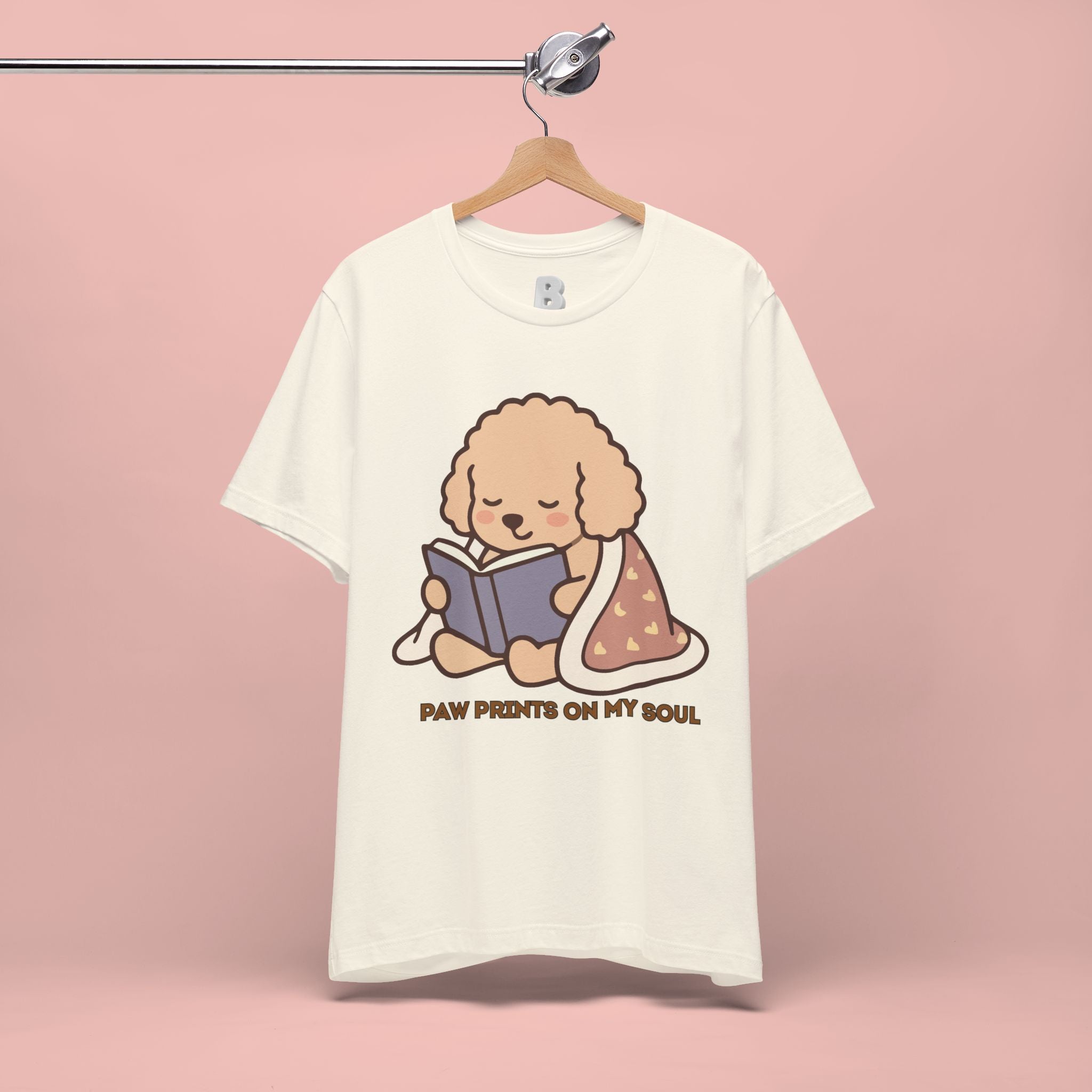 Paw Prints On My Soul T‑Shirt — Cute Reading Puppy Graphic Tee