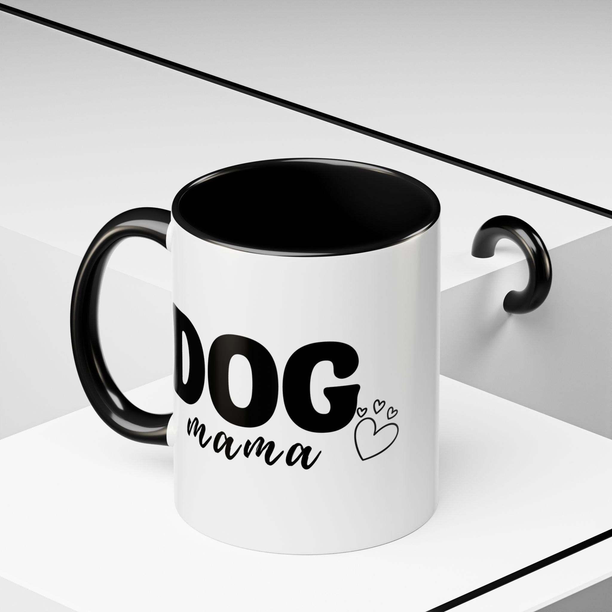 Dog Mama Accent Coffee Mug — Cute Black & White Pet Lover Gift (11/15oz)