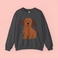 Cute Brown Puppy Sweatshirt — Cartoon Dachshund Crewneck for Dog Lovers