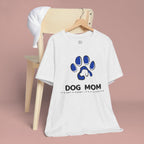 Dog Mom T-Shirt – Blue Paw Graphic "Dog Mom: It's Not a Hobby, It's a Lifestyle"