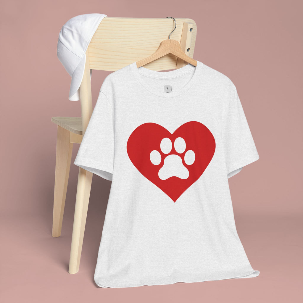 Pet Lover T-Shirt — Red Heart Paw Print Tee