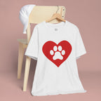 Pet Lover T-Shirt — Red Heart Paw Print Tee