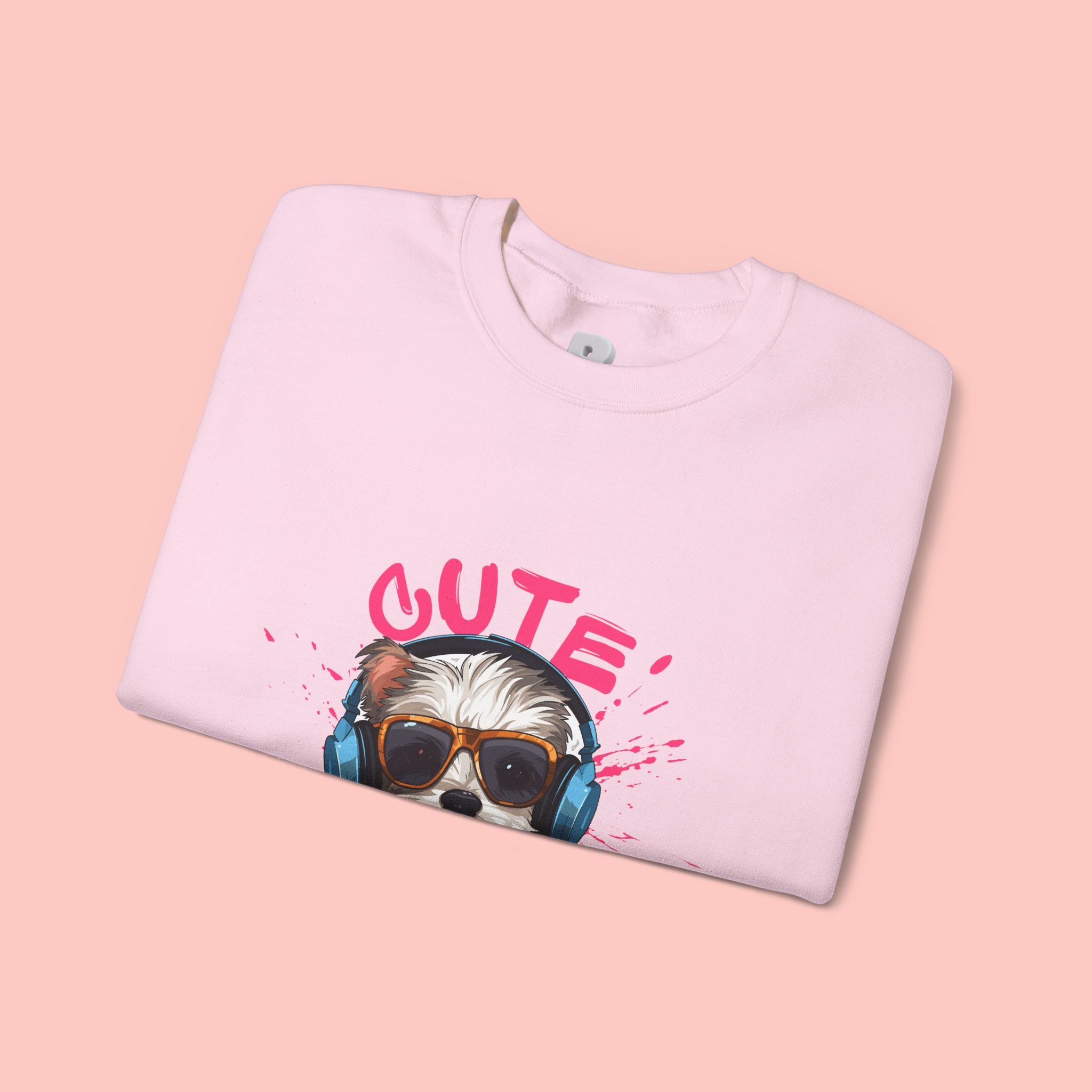 Cute Dog Sweatshirt — Cool Pup with Headphones Graphic Crewneck