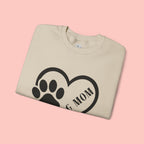 Dog Mom Heart Paw Sweatshirt — Women's Crewneck for Pet Lovers