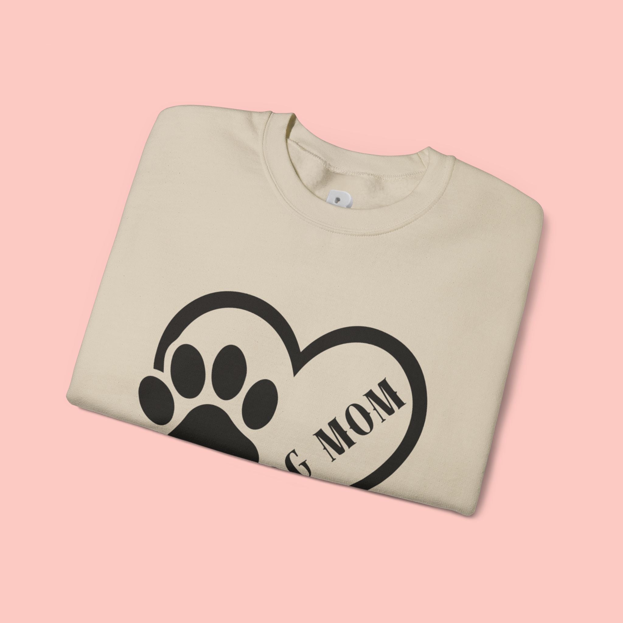 Dog Mom Heart Paw Sweatshirt — Women's Crewneck for Pet Lovers