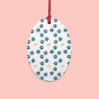 Bell Wooden Ornament with Paw Print & Bandage Pattern — Pet Memorial Holiday Decoration