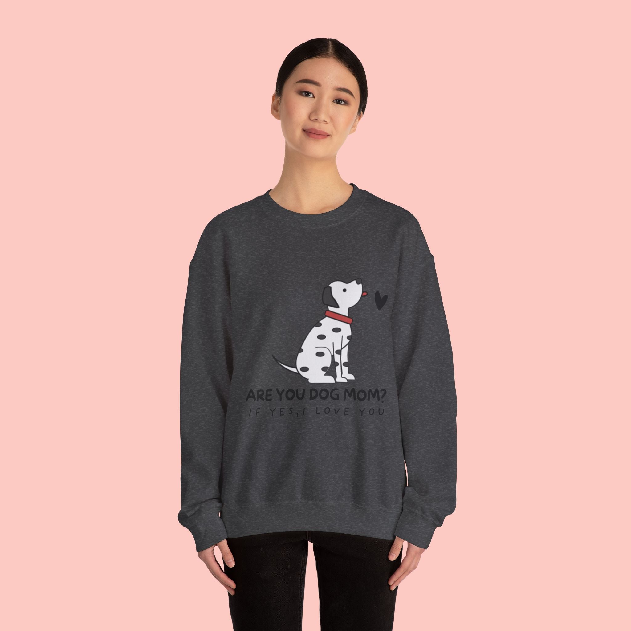 Are You Dog Mom? Cute Dalmatian Crewneck Sweatshirt for Dog Lovers
