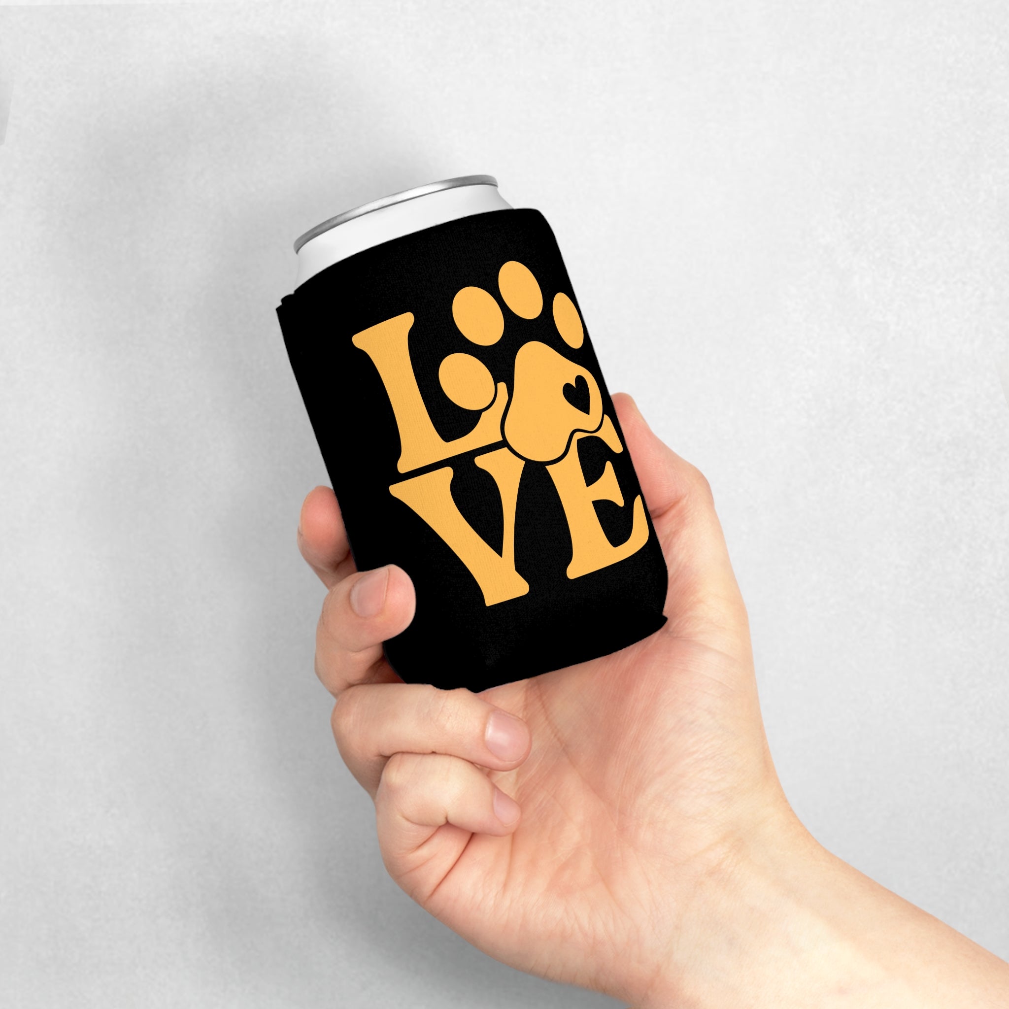 Can Cooler — Pink Paw 'LOVE' Dog Mom Beverage Koozie