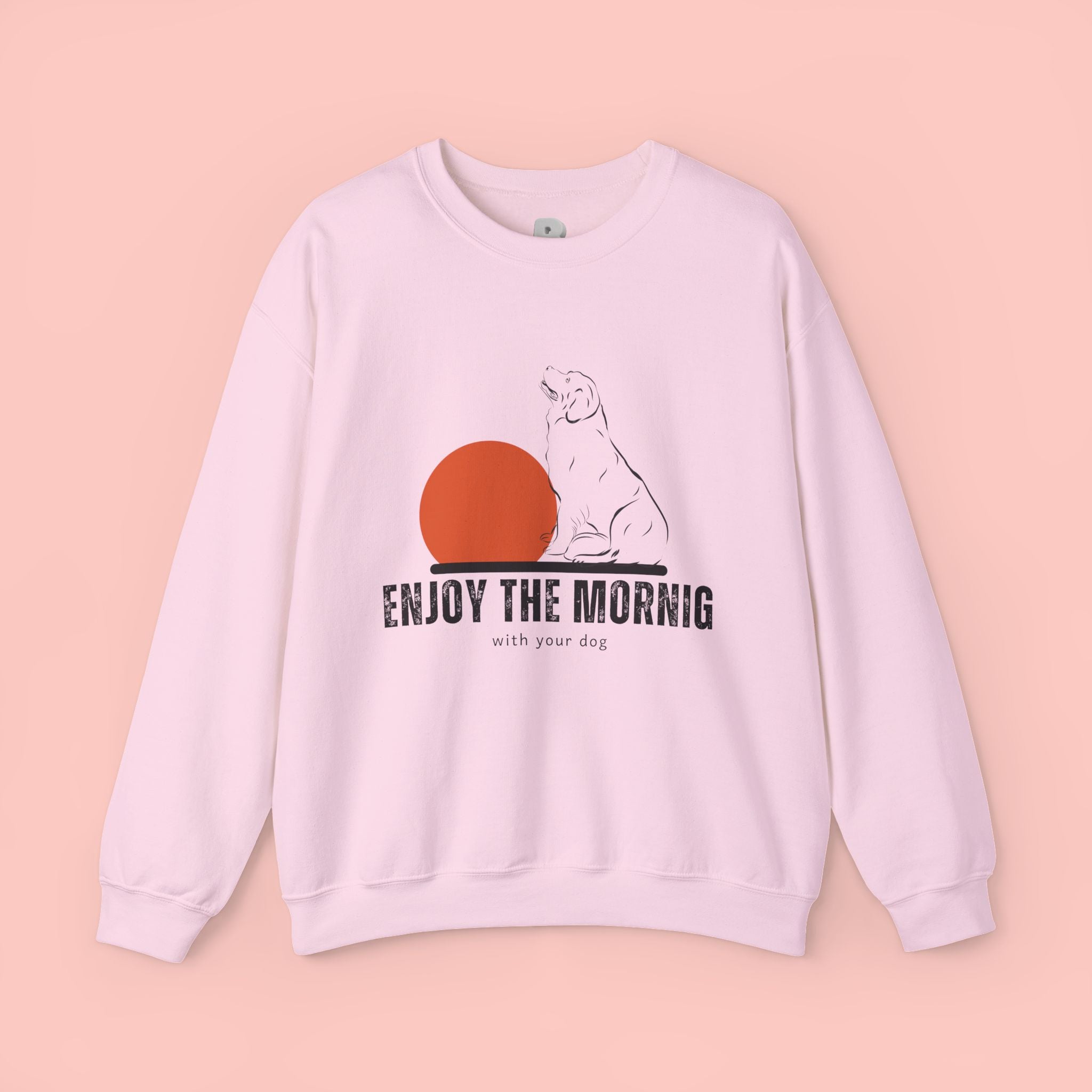 Enjoy the Morning Dog Crewneck Sweatshirt — Sunrise Labrador Graphic
