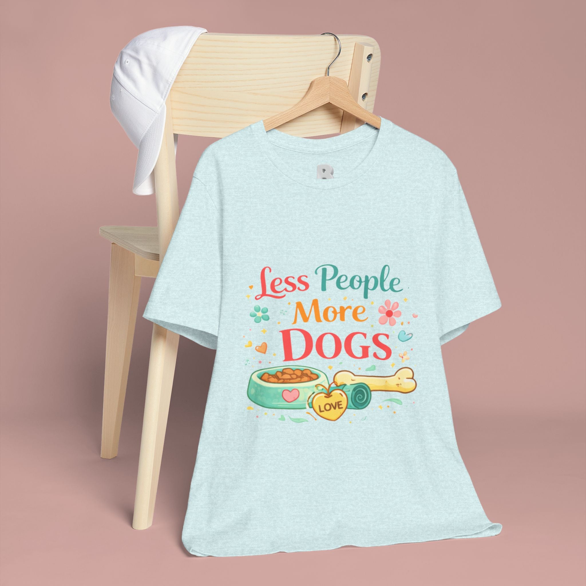 Less People More Dogs T-Shirt – Cute Dog Bowl & Bone Graphic Tee