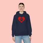 Heart Paw Hoodie — Cute Red Paw Print Animal Lover Sweatshirt