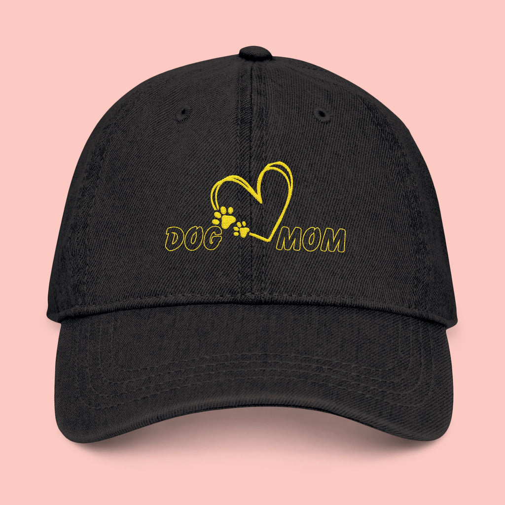Dog Mom Embroidered Denim Hat — Heart & Paw Cap