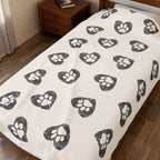 Paw Heart Velveteen Plush Blanket — Soft Cozy Pet Lover Throw