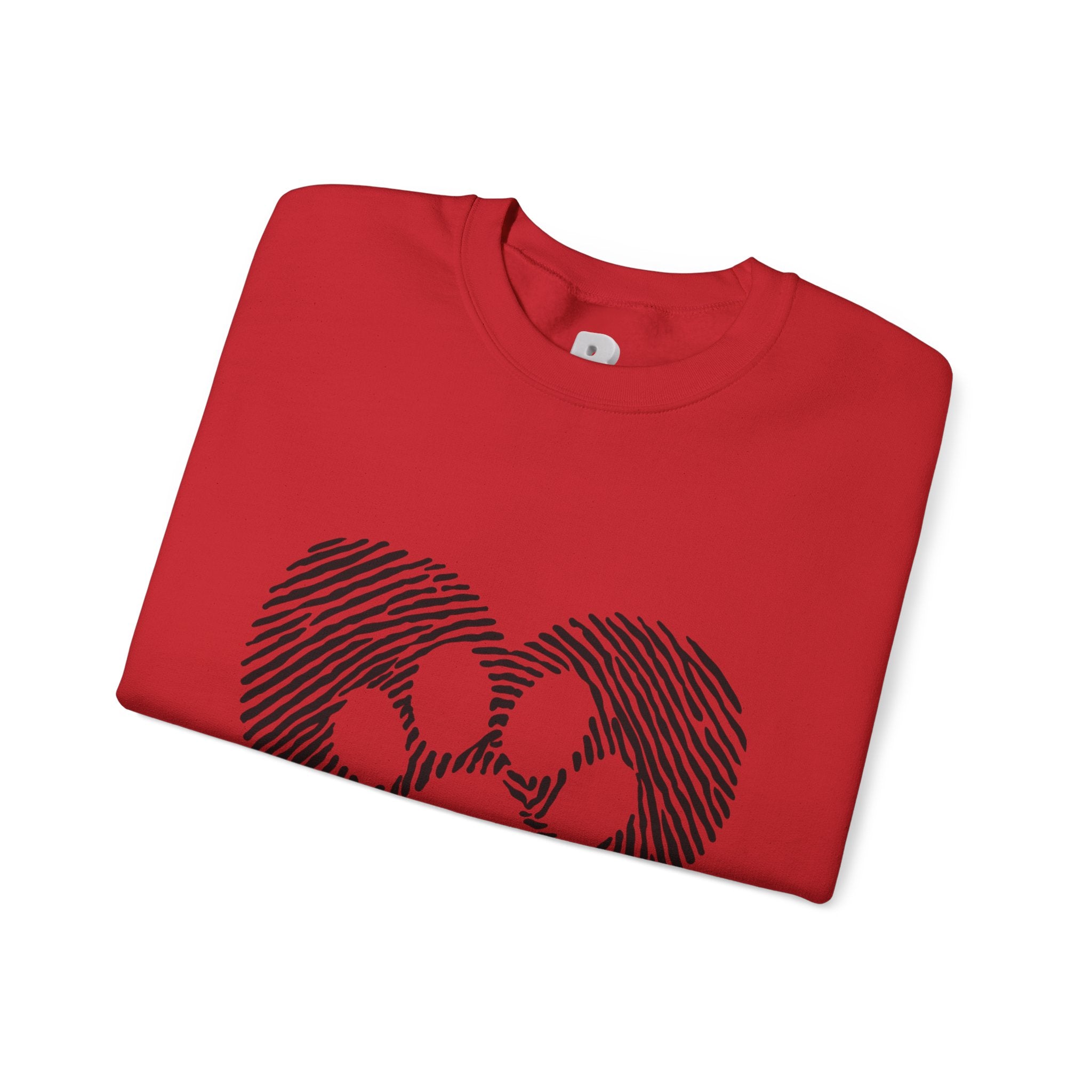 Fingerprint Heart Crewneck Sweatshirt — Panda Paw Love Graphic