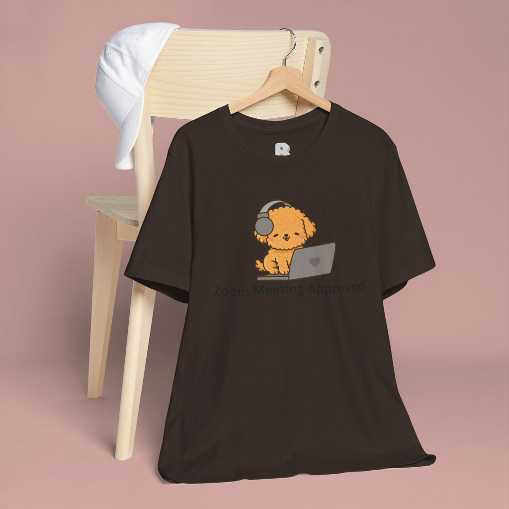 Zoom Meeting Approved Tee — Cute Puppy with Headset Laptop Graphic
