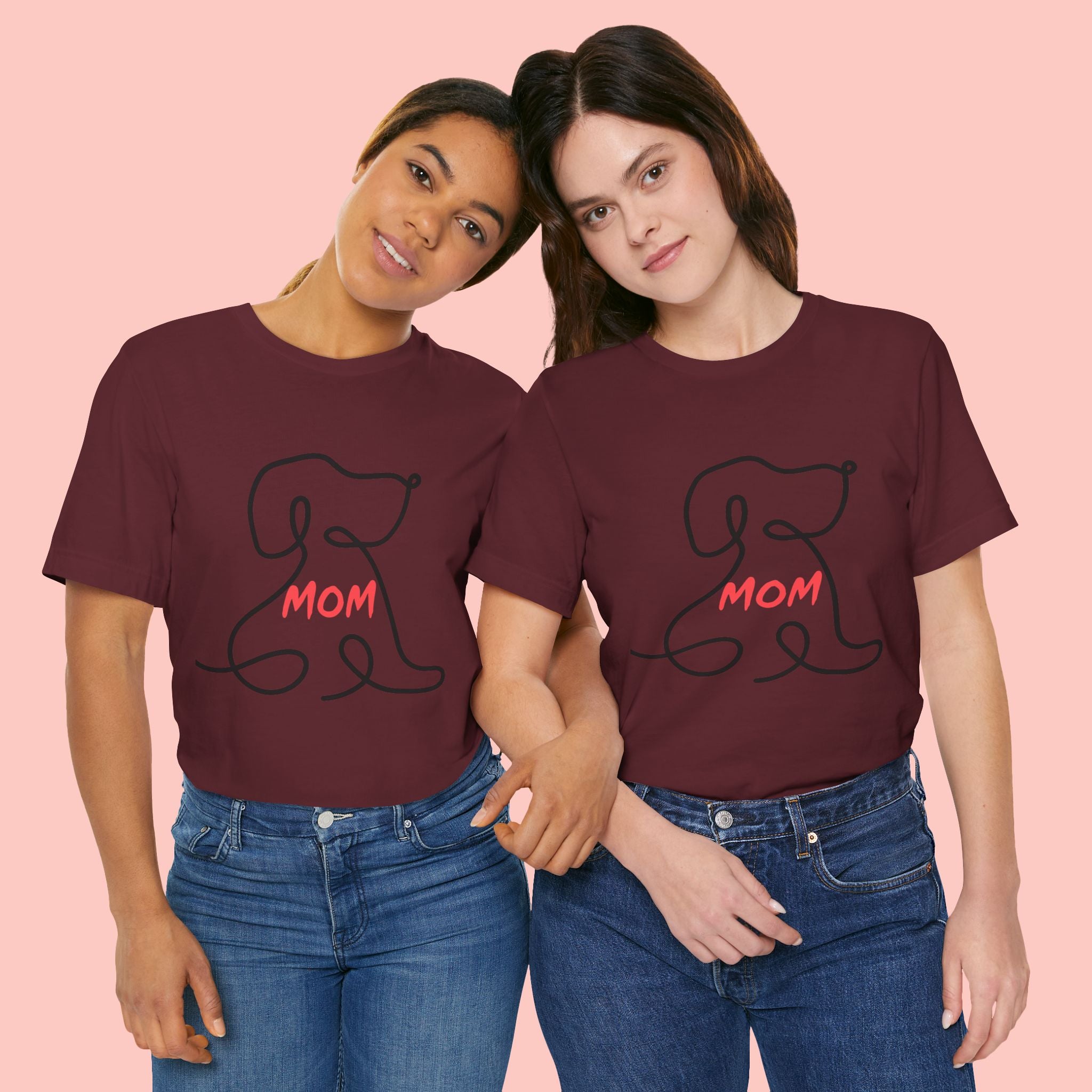 Mom Dog T-Shirt — Minimal Line Art Puppy Tee for Dog Moms, Mother's Day Gift