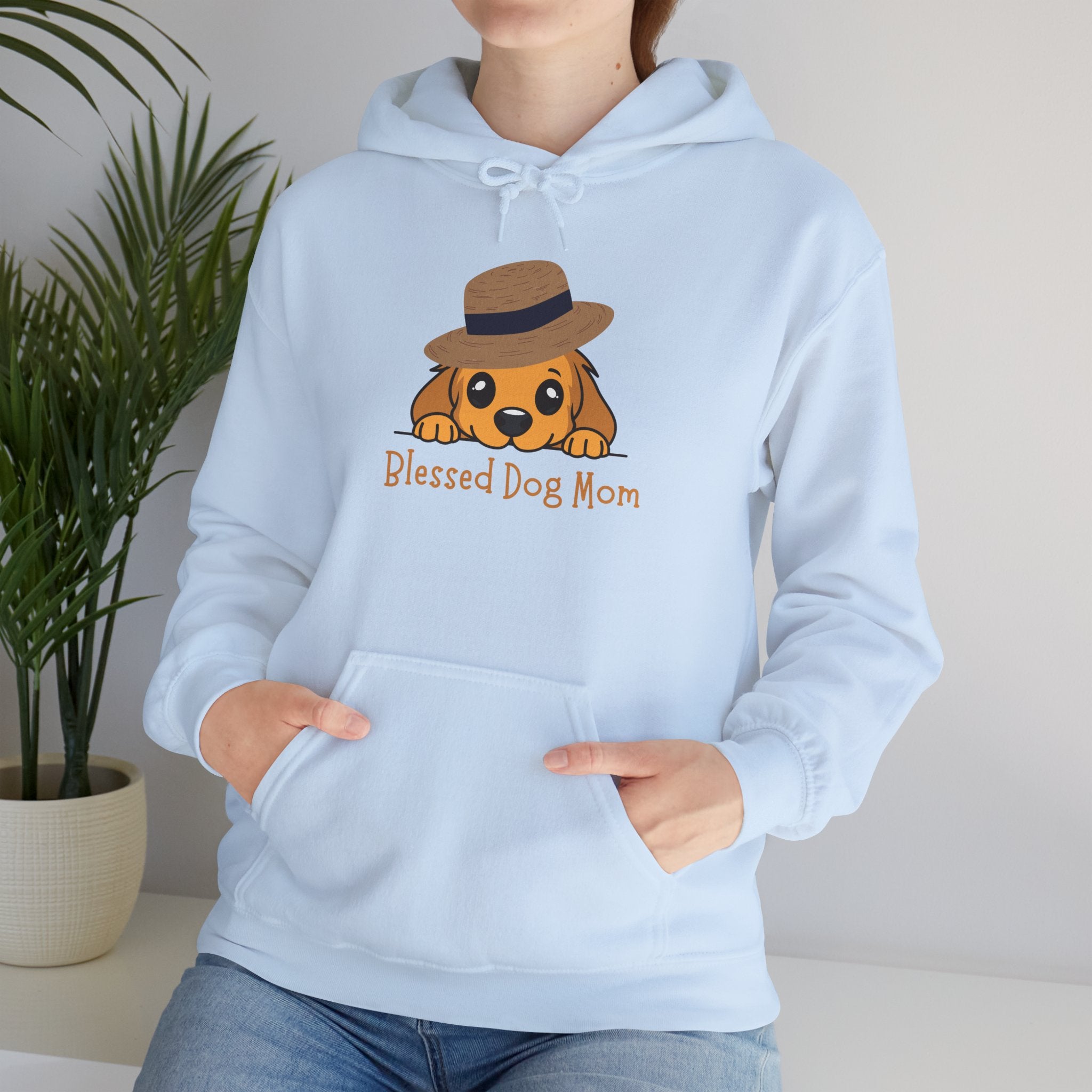 Dog Mom Hoodie - "Blessed Dog Mom" Cute Puppy Hat Sweatshirt