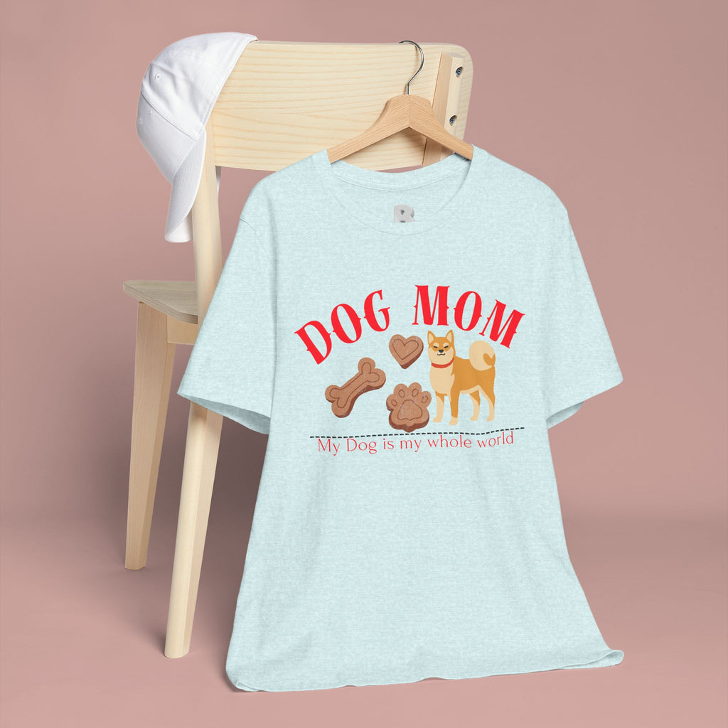 Dog Mom T-Shirt — Cute Shiba & Treats “My Dog Is My Whole World” Tee