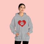 Heart Paw Hoodie — Cute Red Paw Print Animal Lover Sweatshirt