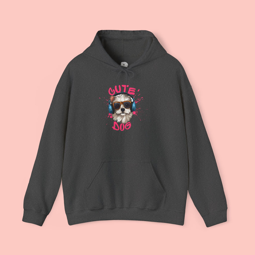Cute Dog Hoodie with Headphones – 'Cute Dog' Graphic Pet Lover Sweatshirt