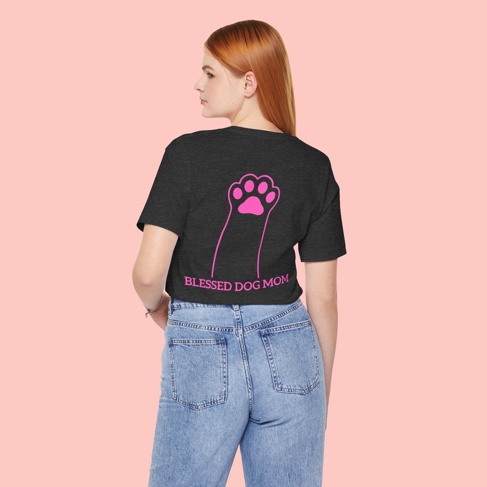 Blessed Dog Mom T-Shirt — Pink Paw Graphic Dog Lover Tee