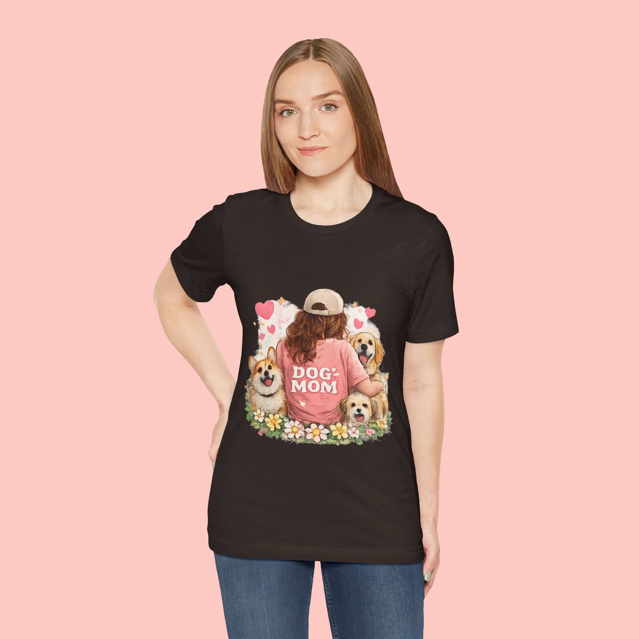 Dog Mom T-Shirt - Cute Woman with Dogs Graphic Tee
