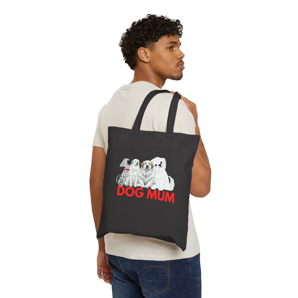 Dog Mum Canvas Tote — Cute Illustrated Dogs Cotton Shopper Bag
