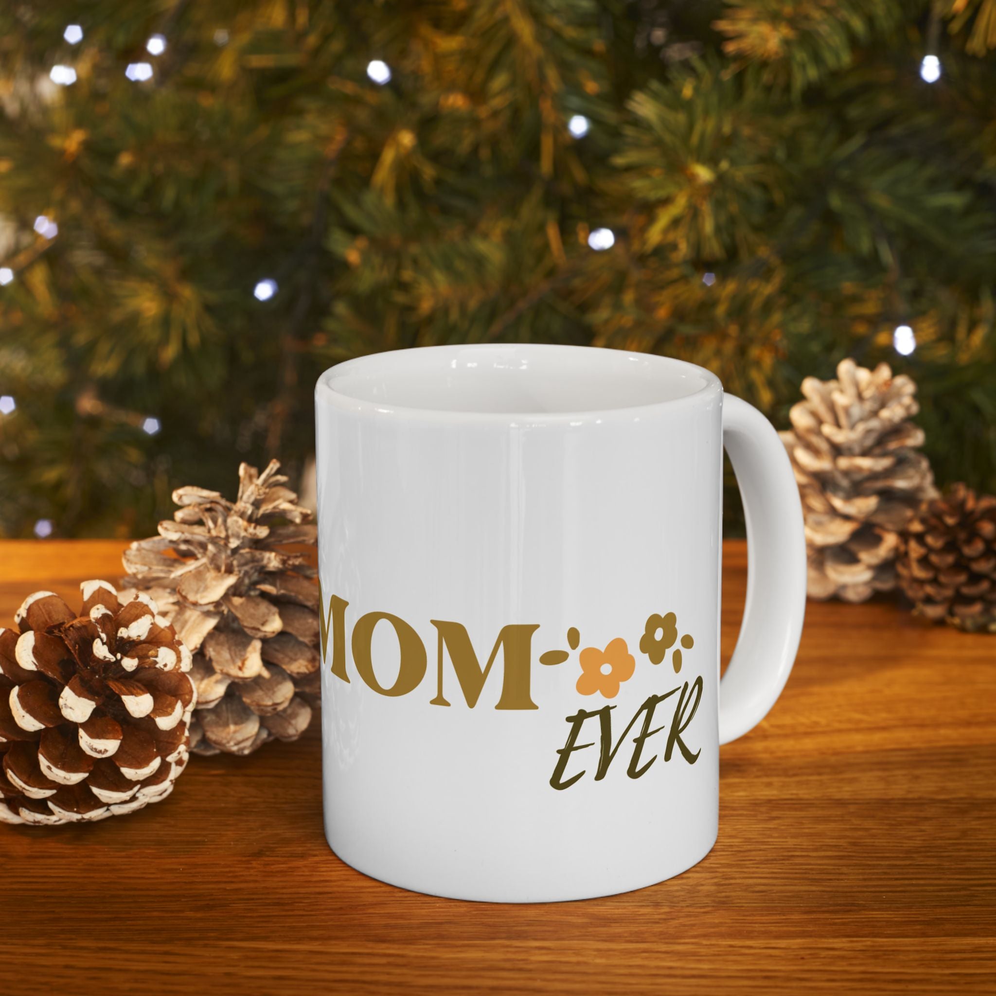 Dog Mom Ceramic Mug — 'Best Dog Mom Ever' Gold Script Coffee Cup (11oz & 15oz)