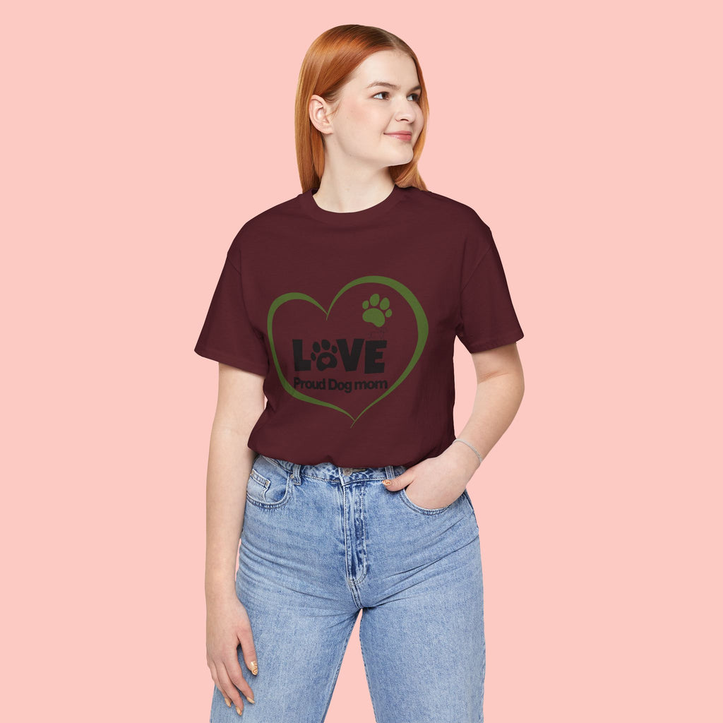 Dog Mom Love T-Shirt — "LOVE Proud Dog Mom" Heart Paw Tee