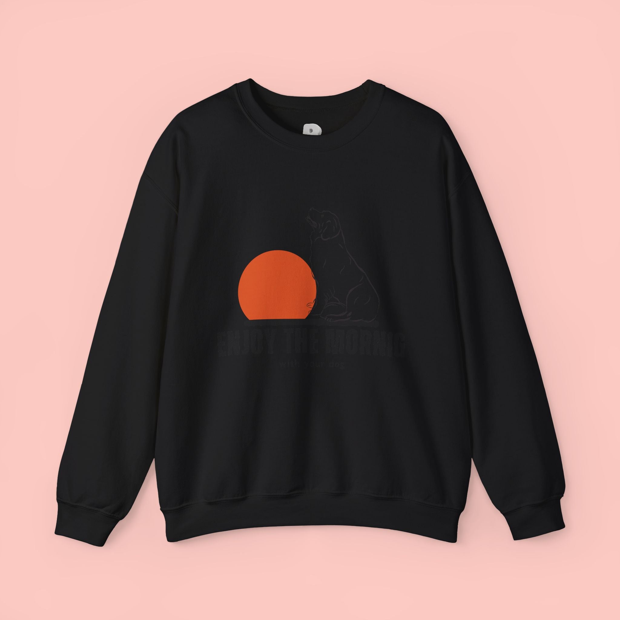 Enjoy the Morning Dog Crewneck Sweatshirt — Sunrise Labrador Graphic