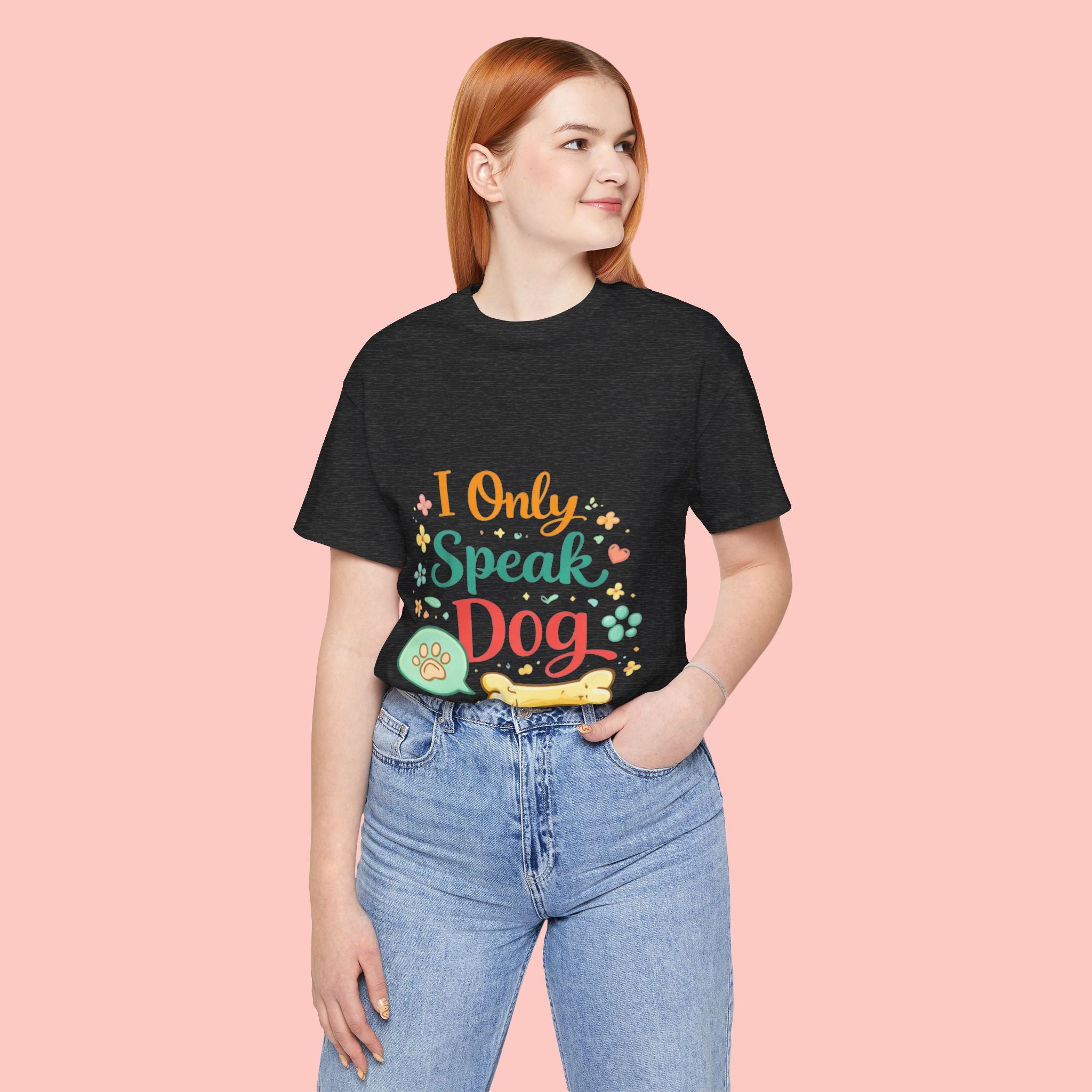 Dog Lover T‑Shirt – "I Only Speak Dog" Cute Paw & Bone Graphic Tee