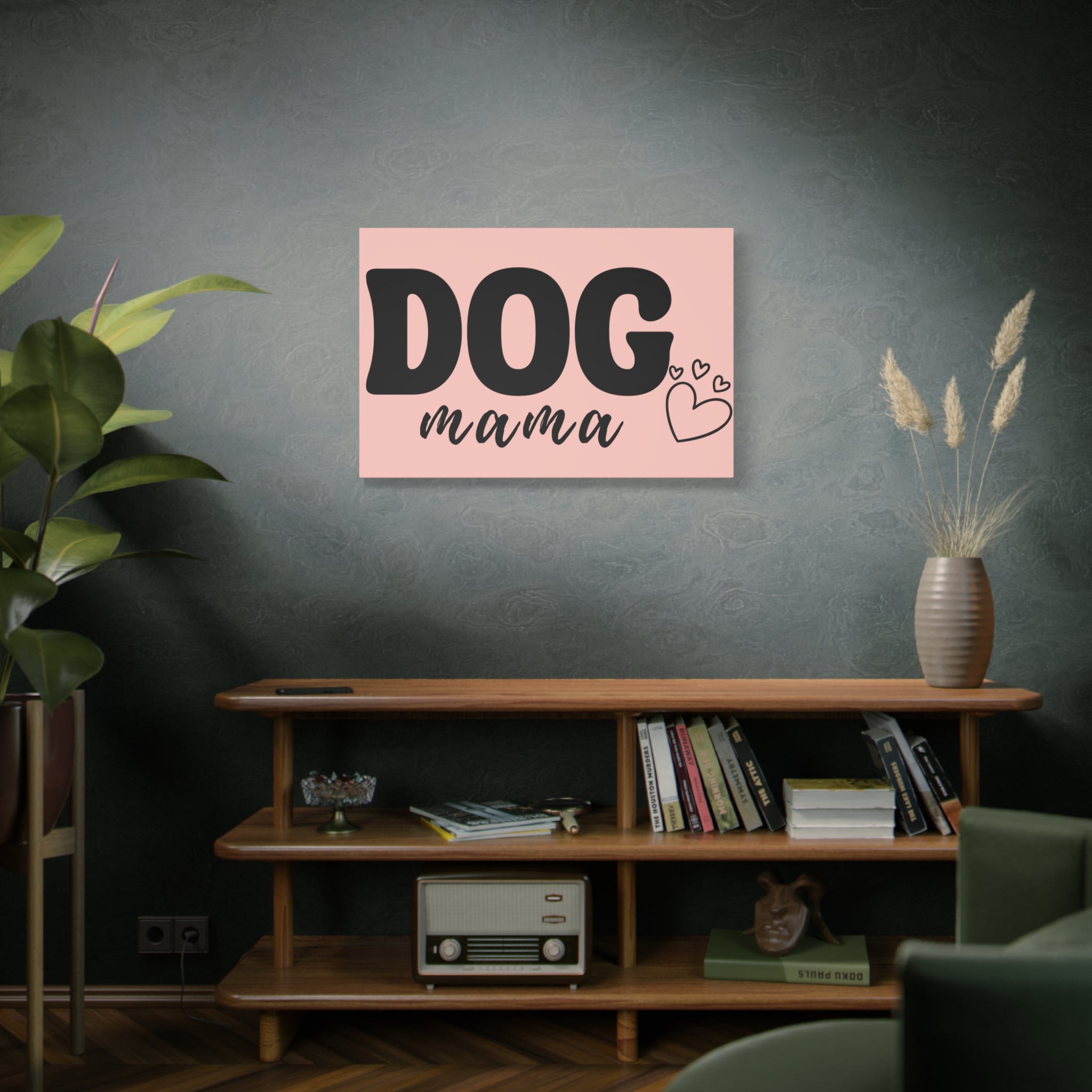 Dog Mama Pink Canvas Wall Art — Heart Pet Mom Decor
