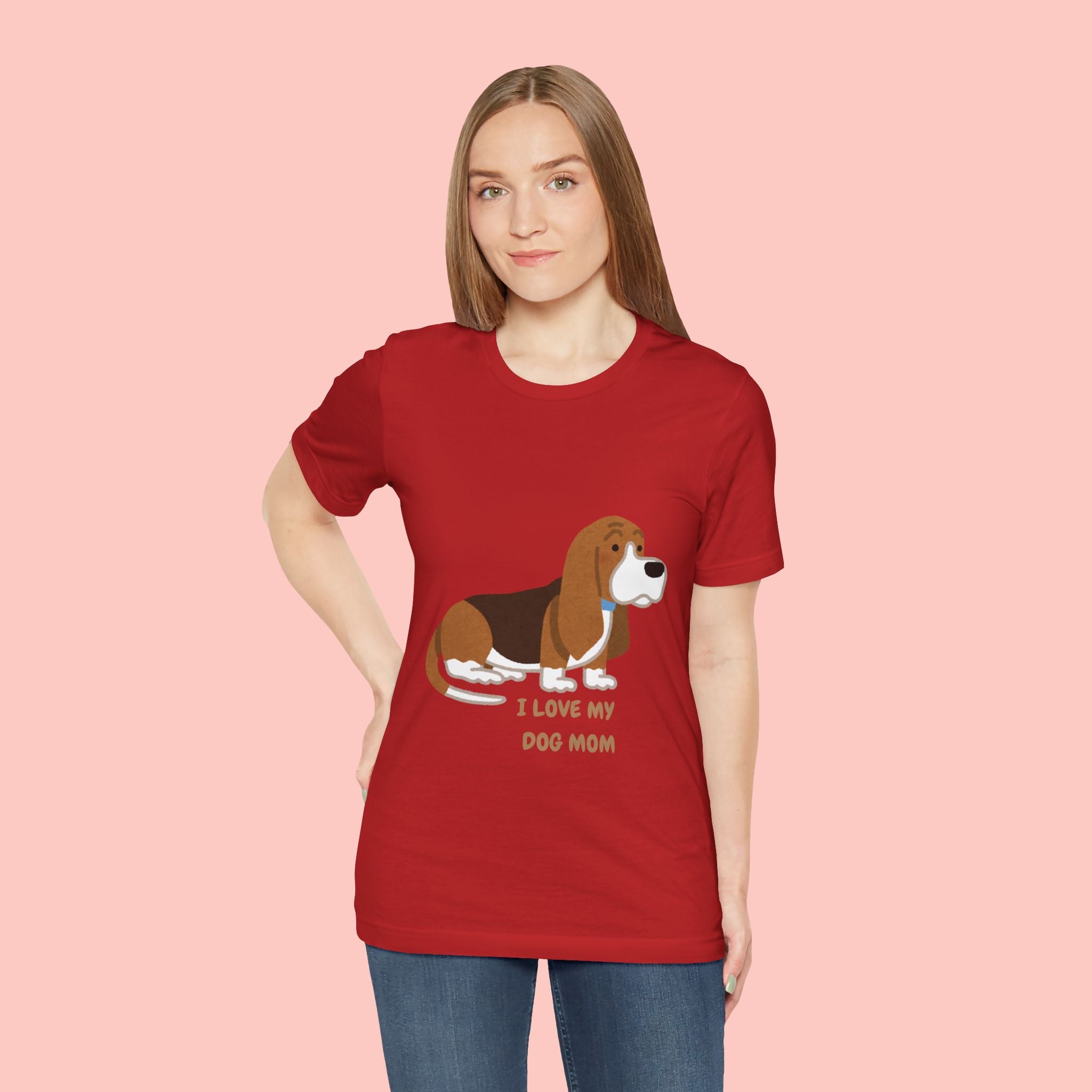 Dog Mom T‑Shirt — Cute Basset Hound I Love My Dog Mom Tee