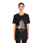 Dog Mom T‑Shirt — Cute Woman Hugging Dog Graphic Tee
